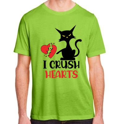 I Crush Hearts Funny Black Cats Valentine Cat Crusher Lovers Gift Adult ChromaSoft Performance T-Shirt