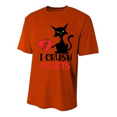 I Crush Hearts Funny Black Cats Valentine Cat Crusher Lovers Gift Performance Sprint T-Shirt