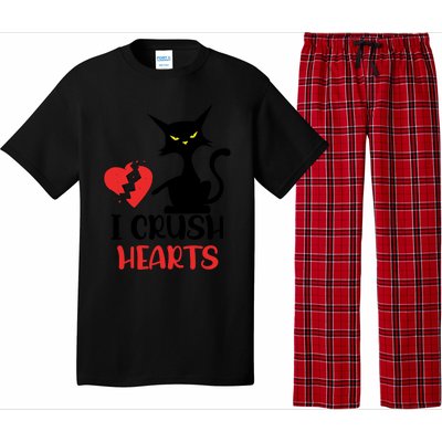 I Crush Hearts Funny Black Cats Valentine Cat Crusher Lovers Gift Pajama Set