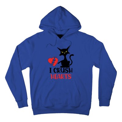 I Crush Hearts Funny Black Cats Valentine Cat Crusher Lovers Gift Hoodie