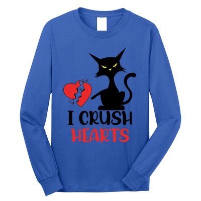 I Crush Hearts Funny Black Cats Valentine Cat Crusher Lovers Gift Long Sleeve Shirt