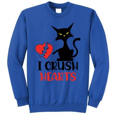 I Crush Hearts Funny Black Cats Valentine Cat Crusher Lovers Gift Sweatshirt