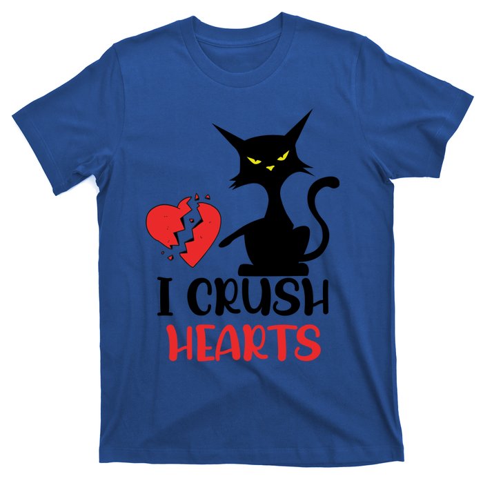 I Crush Hearts Funny Black Cats Valentine Cat Crusher Lovers Gift T-Shirt