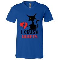 I Crush Hearts Funny Black Cats Valentine Cat Crusher Lovers Gift V-Neck T-Shirt