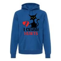 I Crush Hearts Funny Black Cats Valentine Cat Crusher Lovers Gift Premium Hoodie