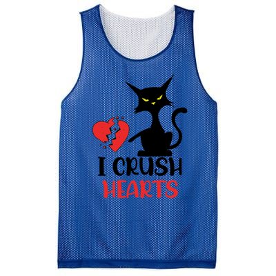 I Crush Hearts Funny Black Cats Valentine Cat Crusher Lovers Gift Mesh Reversible Basketball Jersey Tank