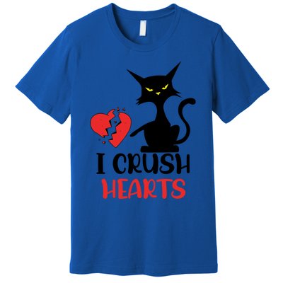 I Crush Hearts Funny Black Cats Valentine Cat Crusher Lovers Gift Premium T-Shirt