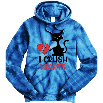 I Crush Hearts Funny Black Cats Valentine Cat Crusher Lovers Gift Tie Dye Hoodie