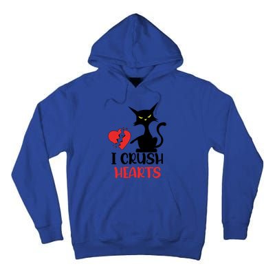 I Crush Hearts Funny Black Cats Valentine Cat Crusher Lovers Gift Tall Hoodie