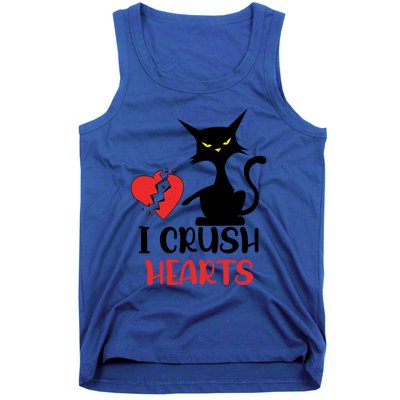 I Crush Hearts Funny Black Cats Valentine Cat Crusher Lovers Gift Tank Top