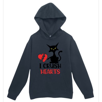 I Crush Hearts Funny Black Cats Valentine Cat Crusher Lovers Gift Urban Pullover Hoodie