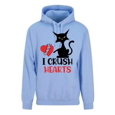 I Crush Hearts Funny Black Cats Valentine Cat Crusher Lovers Gift Unisex Surf Hoodie