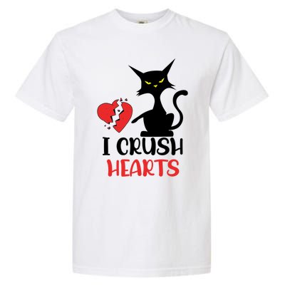 I Crush Hearts Funny Black Cats Valentine Cat Crusher Lovers Gift Garment-Dyed Heavyweight T-Shirt