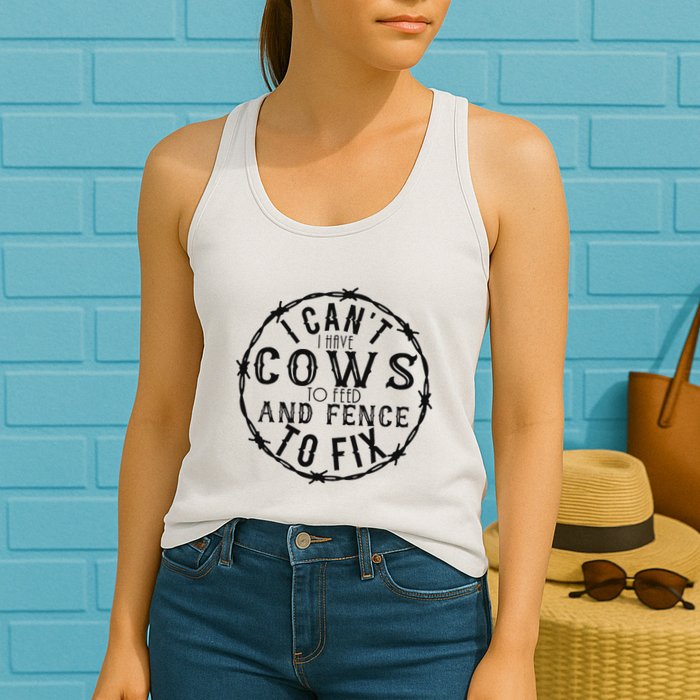 I CanT Have Cows To Feed And Fence To Fix Farmer Womens Tank Top