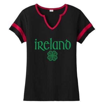 Ireland Clover Hearts Irish Style Text Green Print Gift Ladies Halftime Notch Neck Tee