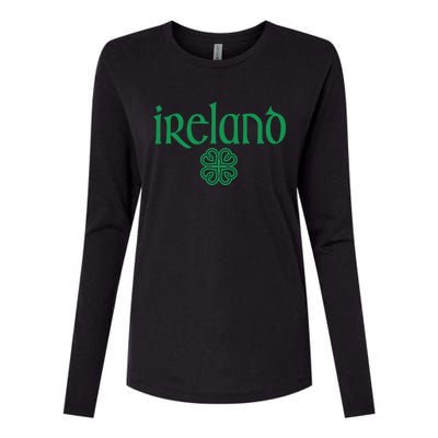 Ireland Clover Hearts Irish Style Text Green Print Gift Womens Cotton Relaxed Long Sleeve T-Shirt