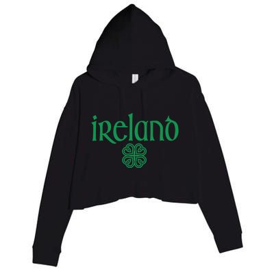 Ireland Clover Hearts Irish Style Text Green Print Gift Crop Fleece Hoodie