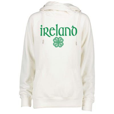 Ireland Clover Hearts Irish Style Text Green Print Gift Womens Funnel Neck Pullover Hood