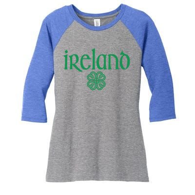 Ireland Clover Hearts Irish Style Text Green Print Gift Women's Tri-Blend 3/4-Sleeve Raglan Shirt