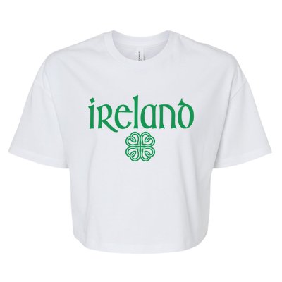 Ireland Clover Hearts Irish Style Text Green Print Gift Bella+Canvas Jersey Crop Tee