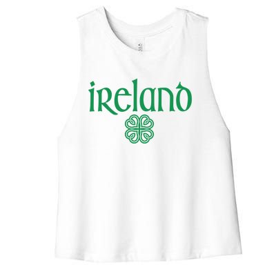 Ireland Clover Hearts Irish Style Text Green Print Gift Women's Racerback Cropped Tank