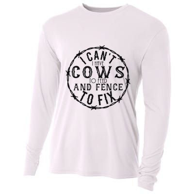 I CanT Have Cows To Feed And Fence To Fix Farmer Vintage Cooling Performance Long Sleeve Crew