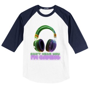 I CanT Hear You IM Gaming Addicted Gamer Graphic Cool Gift Baseball Sleeve Shirt