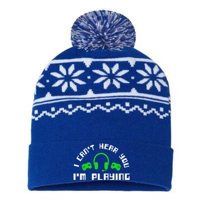 I Cant Hear You I Am Playing Gaming Headset Gift USA-Made Snowflake Beanie