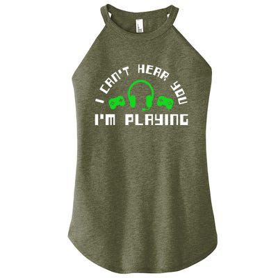 I Cant Hear You I Am Playing Gaming Headset Gift Women’s Perfect Tri Rocker Tank