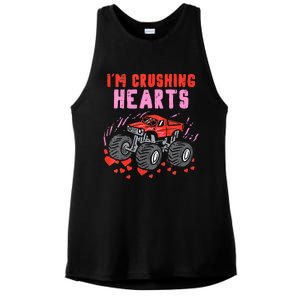 I Crush Hearts Monster Truck Toddler Boys Valentines Day Ladies PosiCharge Tri-Blend Wicking Tank