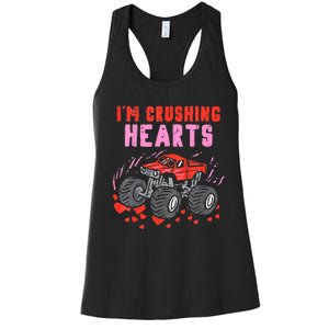 I Crush Hearts Monster Truck Toddler Boys Valentines Day Women's Racerback Tank