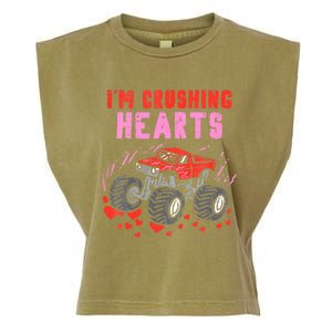 I Crush Hearts Monster Truck Toddler Boys Valentines Day Garment-Dyed Women's Muscle Tee