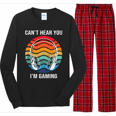 I Can't Hear You I'm Gaming Funny Cool Gamer Gift Vintage Gift Long Sleeve Pajama Set