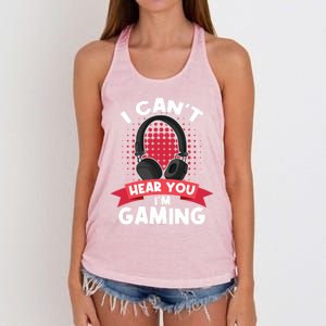 I Can't Hear You I'm Gaming Funny Video Gamer Funny Gift Games Meaningful Gift Women's Knotted Racerback Tank