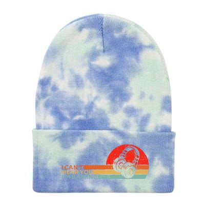 I Can't Hear You I'm Gaming Headset Vintage Gamers Gift Tie Dye 12in Knit Beanie