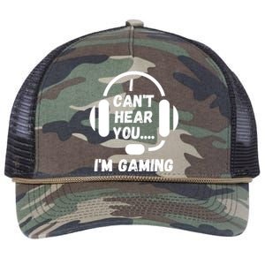 I Can't Hear You I'm Gaming, Gaming, Funny Gamer, Gaming Retro Rope Trucker Hat Cap