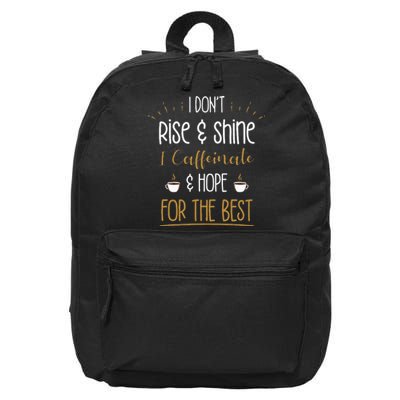 I Caffeinate & Hope For The Best Funny Coffee Lover Gift 16 in Basic Backpack