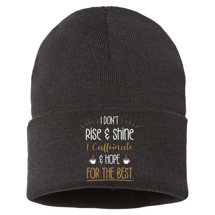 I Caffeinate & Hope For The Best Funny Coffee Lover Gift Sustainable Knit Beanie