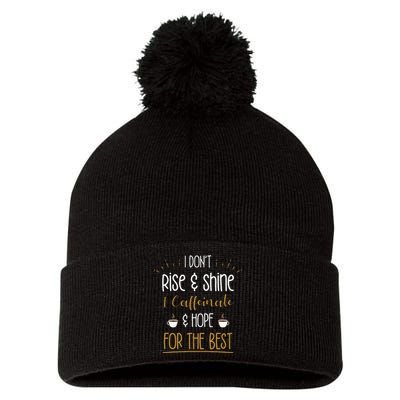 I Caffeinate & Hope For The Best Funny Coffee Lover Gift Pom Pom 12in Knit Beanie