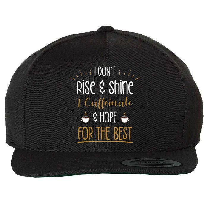 I Caffeinate & Hope For The Best Funny Coffee Lover Gift Wool Snapback Cap