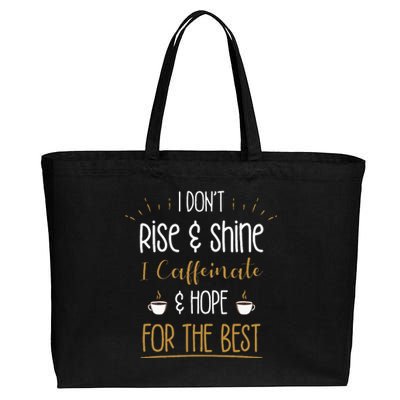 I Caffeinate & Hope For The Best Funny Coffee Lover Gift Cotton Canvas Jumbo Tote