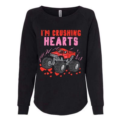 I Crush Hearts Monster Truck Valentines Day Womens California Wash Sweatshirt