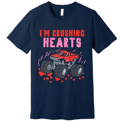 I Crush Hearts Monster Truck Valentines Day Premium T-Shirt