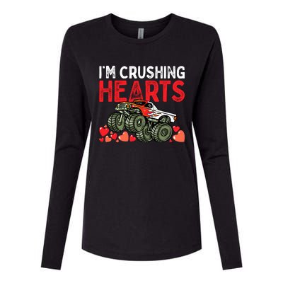 I Crush Hearts Monster Truck Boy Valentines Day Womens Cotton Relaxed Long Sleeve T-Shirt