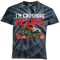 I Crush Hearts Monster Truck Boy Valentines Day Kids Tie-Dye T-Shirt