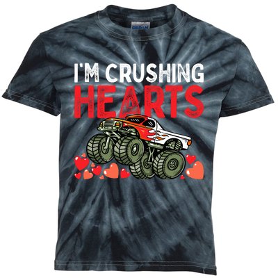 I Crush Hearts Monster Truck Boy Valentines Day Kids Tie-Dye T-Shirt