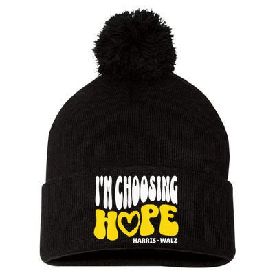 Im Choosing Hope Kamala Harris Tim Walz Waltz 2024 Pom Pom 12in Knit Beanie