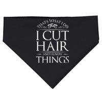 I Cut Hair And Know Things Hairdresser Hairstylist Barber USA-Made Doggie Bandana