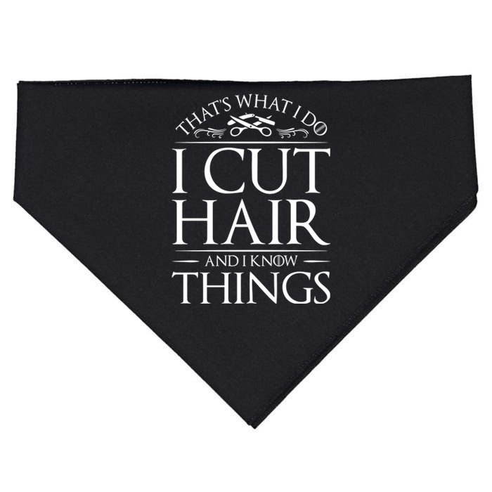 I Cut Hair And Know Things Hairdresser Hairstylist Barber USA-Made Doggie Bandana