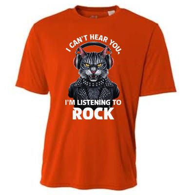 I CanT Hear You IM Listening To Rock Cat & Rock Lover Cooling Performance Crew T-Shirt